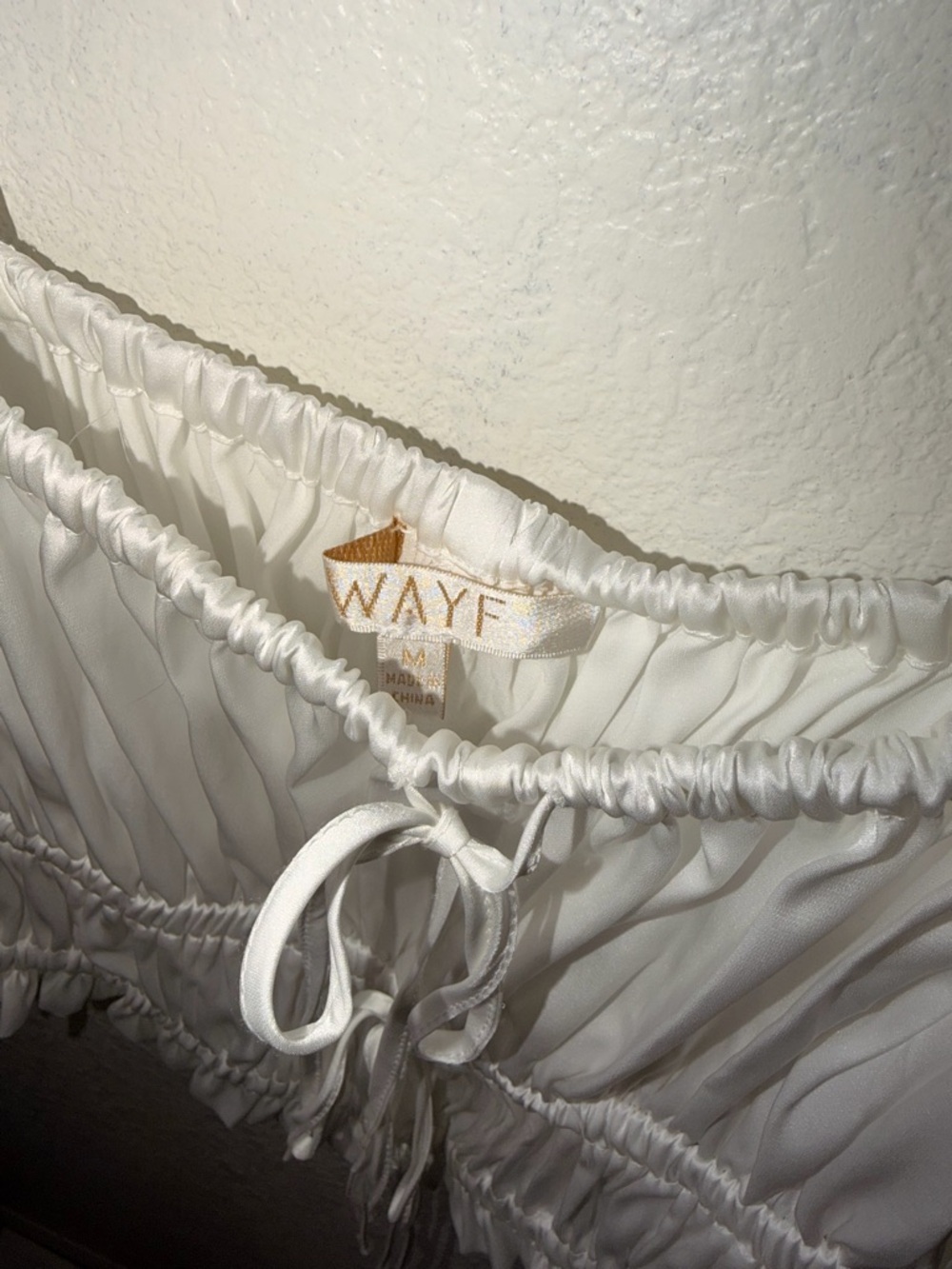 Wayf White Ruffled Drawstring Crop Tank - Picture 2 of 4